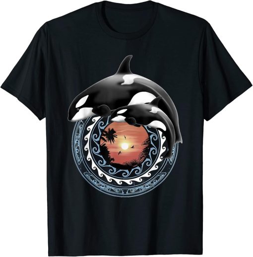 Cute Orca Whales Hawaiian Polynesian Orcas T-Shirt