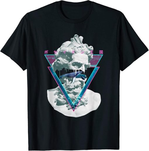 Vaporwave Poseiden Statue Bust Retro 80s King Of The Sea Art T-Shirt