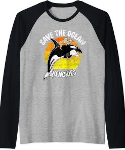 Save Ocean Frenchies - Vintage Orca Whale Killer Wildlife Raglan Baseball Tee