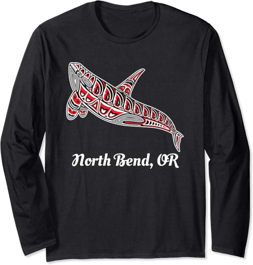 Native American North Bend, Oregon Upward Orca Killer Whale Long Sleeve T-Shirt